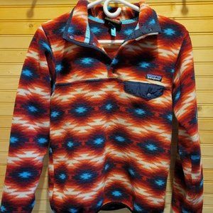 Patagonia Synchilla Snap T Fleece Womens Small Red Wild Desert